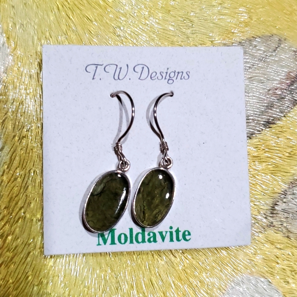 Moldavite dangling earring